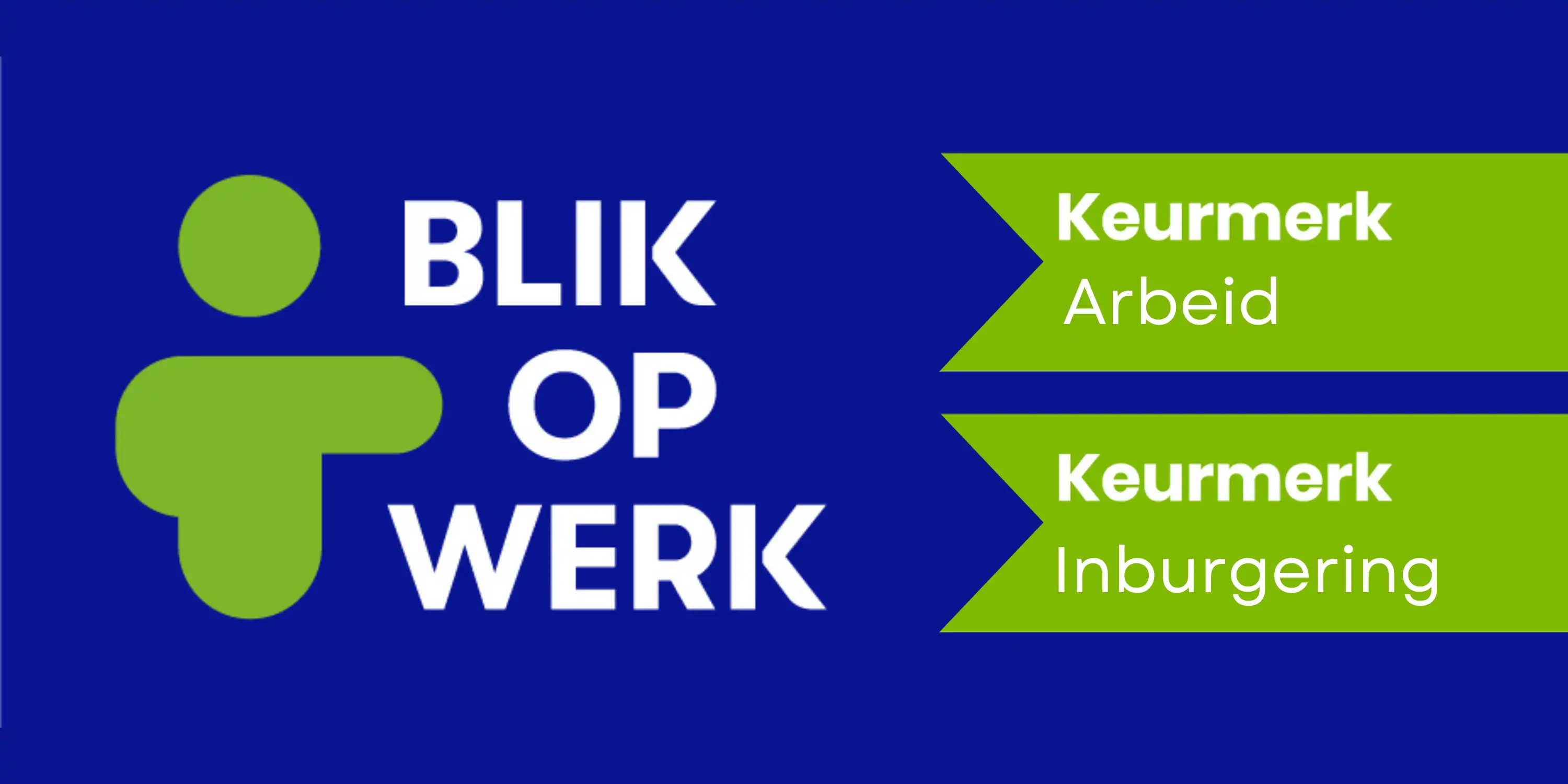 Blik op werk logo met de twee keurmerken in beeld