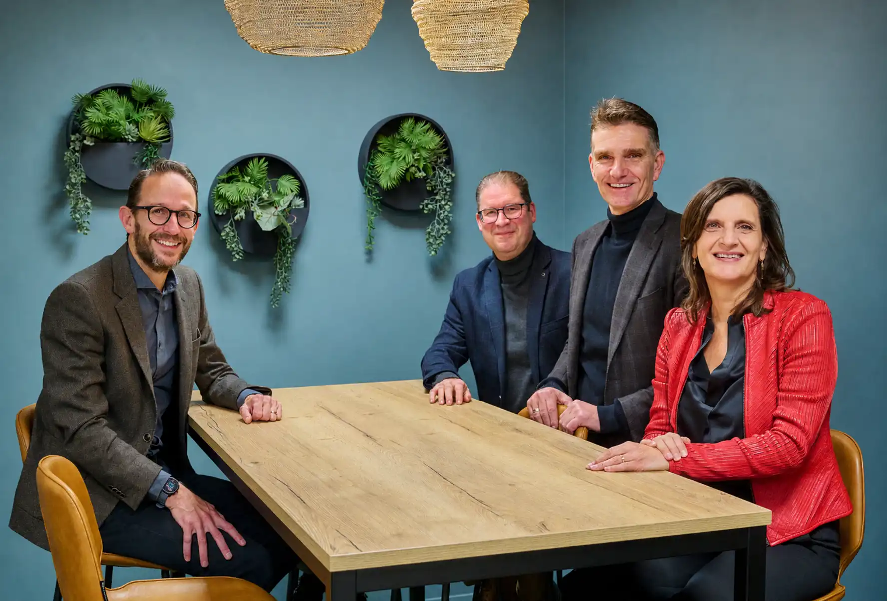 De groepsdirectie van IBN met van links naar rechst: Joost Tibosch, Wil-Jan Stommels, Michael van Orsouw en Monique van der Velden