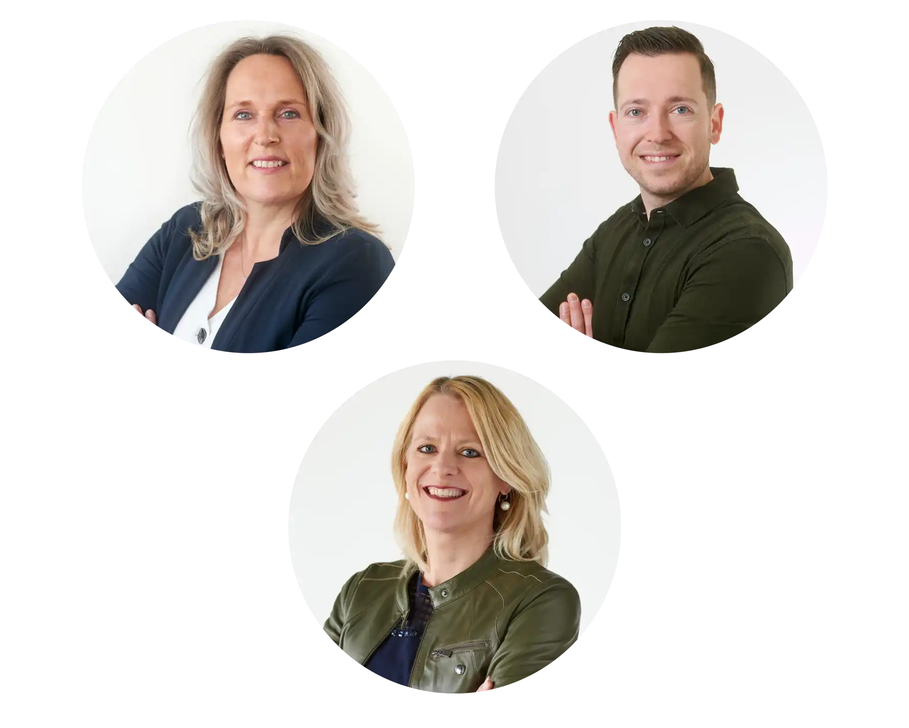 De accountmanagers van IBN links bovenin Lenny de Jong, daarnaast Rik van Schaijk en daaronder Hanneke Liebers