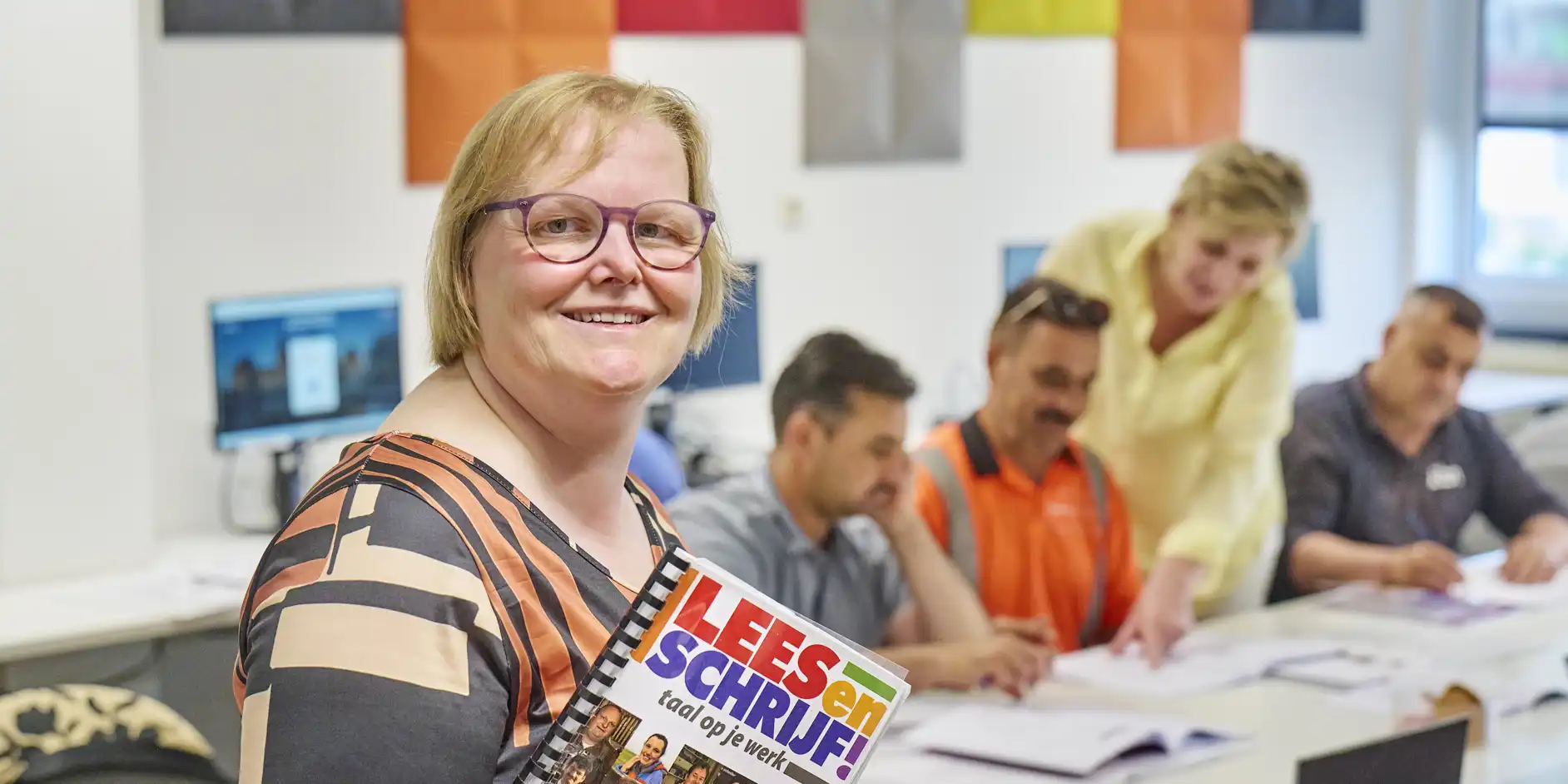 Jacqueline tijdens de les