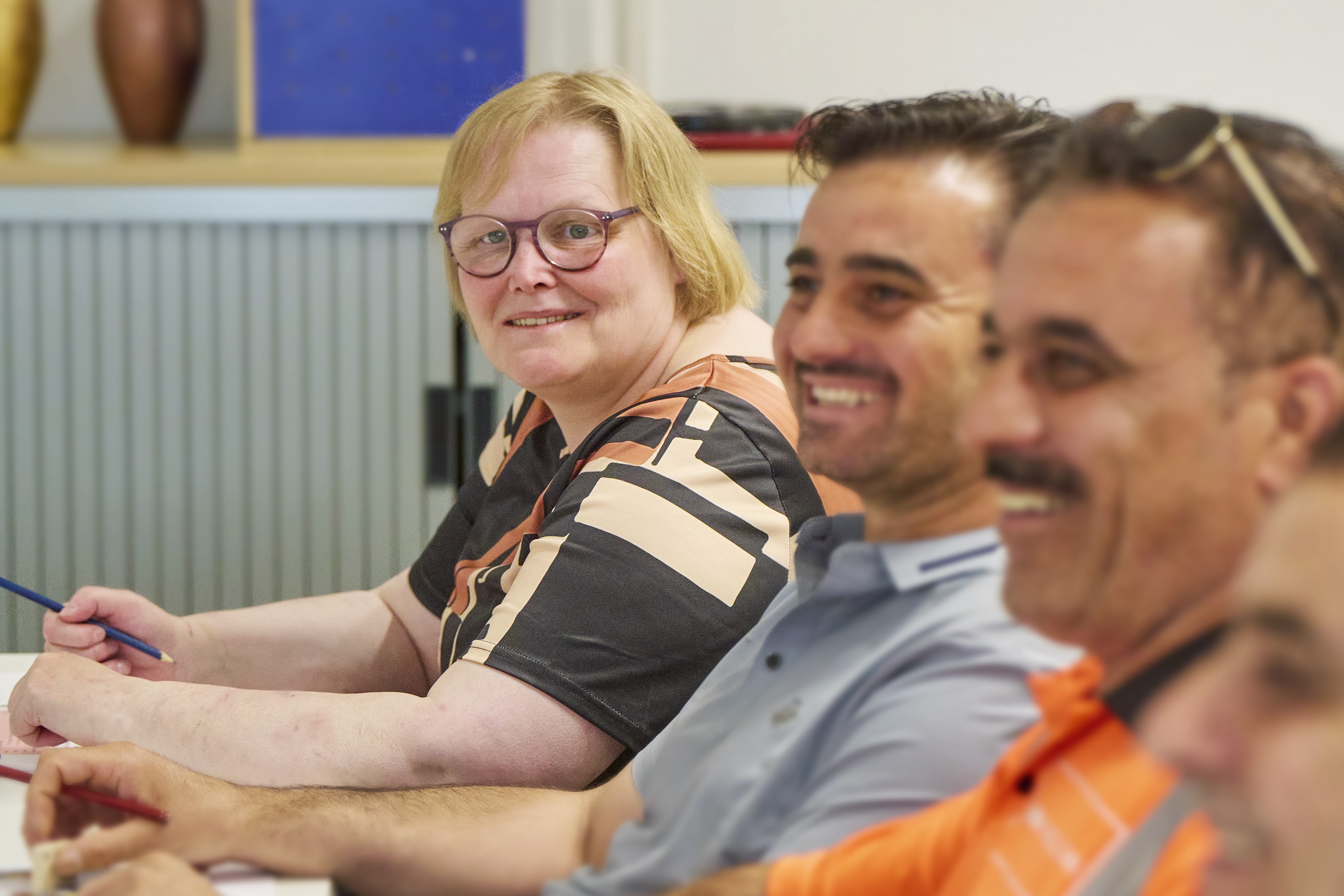 Jacqueline tijdens de les