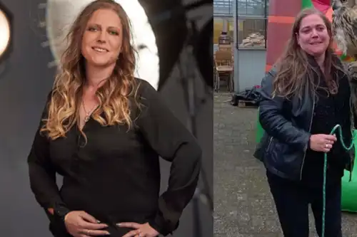 Danielle nu en voordat ze 30 kilo afviel