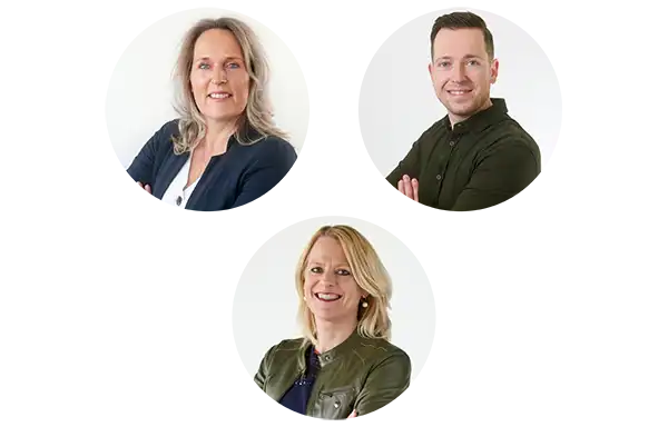 De accountmanagers Lenny, Rik en Hanneke voor co-packing en assemblage