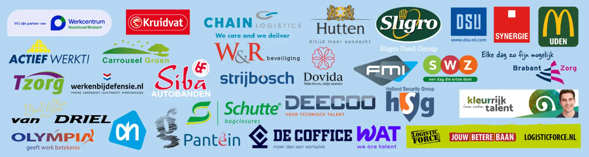 Logo's van aanwezige werkgevers