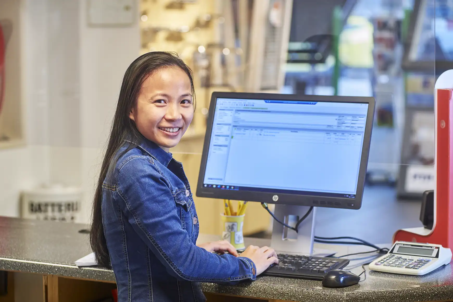 Hang op haar werkplek